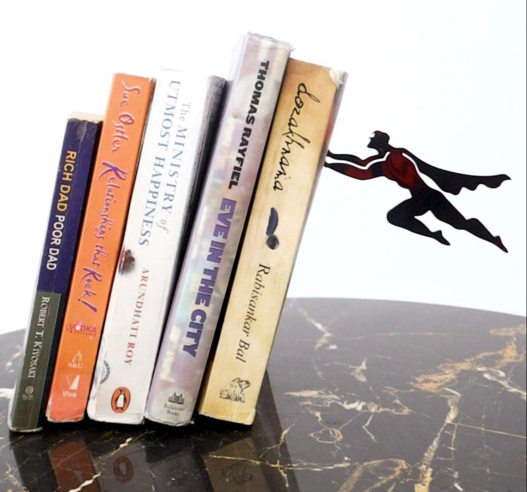 Pack Of 2 Heavy Metal Duty Hidden Bookends - Book & Hero