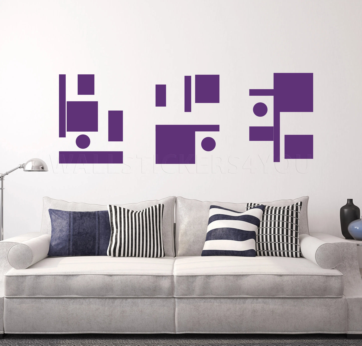 geometric abstract wall decal purple
